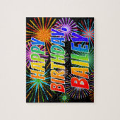 Puzzle Prénom "BAILEY", Amusant "HEUREUX ANNIVERSAIRE" (Vertical)