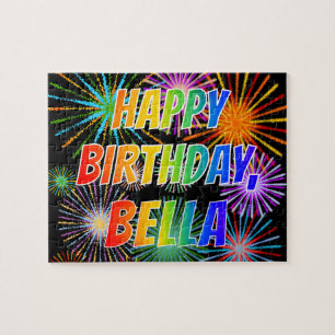 Puzzle Prénom "BELLA", Amusant "HEUREUX ANNIVERSAIRE"