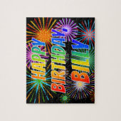 Puzzle Prénom "BILLY", Amusant "HEUREUX ANNIVERSAIRE" (Vertical)