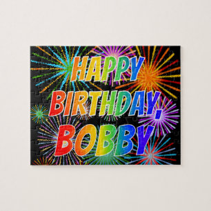 Puzzle Prénom "BOBBY", Amusant "HEUREUX ANNIVERSAIRE"