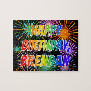 Puzzle Prénom "BRENDAN", Amusant "HEUREUX ANNIVERSAIRE"