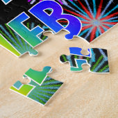 Puzzle Prénom "CALEB", Amusant "HEUREUX ANNIVERSAIRE" (Côté)
