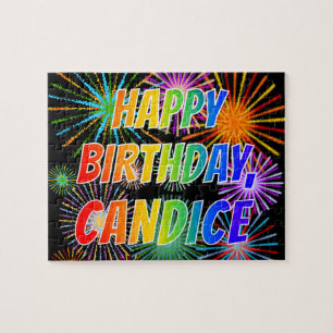 Puzzle Prénom "CANDICE", Amusant "HEUREUX ANNIVERSAIRE"