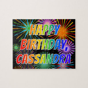 Puzzle Prénom "CASSANDRA", Fun "HEUREUX ANNIVERSAIRE"