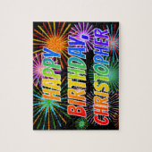 Puzzle Prénom "CHRISTOPHER", Amusant "HEUREUX ANNIVERSAIR (Vertical)