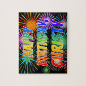 Puzzle Prénom "CHRISTY", Amusant "HEUREUX ANNIVERSAIRE" (Vertical)
