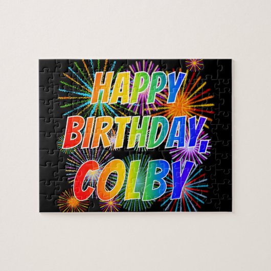Puzzle Prénom "COLBY", Amusant "HEUREUX ANNIVERSAIRE" (Horizontal)