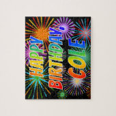 Puzzle Prénom "COLE", Amusant "HEUREUX ANNIVERSAIRE" (Vertical)