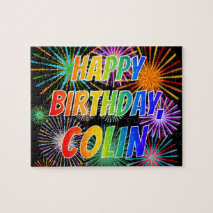 Puzzle Prénom "COLIN", Fun "HEUREUX ANNIVERSAIRE"