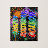 Puzzle Prénom "COLTON", Amusant "HEUREUX ANNIVERSAIRE" (Vertical)