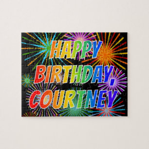 Puzzle Prénom "COURTNEY", Amusant "HEUREUX ANNIVERSAIRE"
