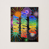 Puzzle Prénom "DAVID", Amusant "HEUREUX ANNIVERSAIRE" (Vertical)