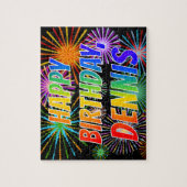 Puzzle Prénom "DENNIS", Amusant "HEUREUX ANNIVERSAIRE" (Vertical)