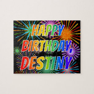 Puzzle Prénom "DESTINY", Amusant "HEUREUX ANNIVERSAIRE"
