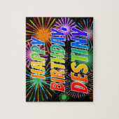 Puzzle Prénom "DESTINY", Amusant "HEUREUX ANNIVERSAIRE" (Vertical)