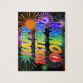 Puzzle Prénom "DONNA", Amusant "HEUREUX ANNIVERSAIRE" (Vertical)