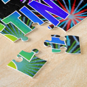 Puzzle Prénom "DUSTIN", Amusant "HEUREUX ANNIVERSAIRE" (Côté)