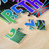 Puzzle Prénom "ELIZABETH", Amusant "HEUREUX ANNIVERSAIRE" (Côté)