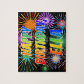 Puzzle Prénom "ELLA", Amusant "HEUREUX ANNIVERSAIRE" (Vertical)