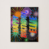 Puzzle Prénom "ELLIE", Amusant "HEUREUX ANNIVERSAIRE" (Vertical)