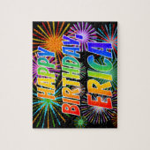 Puzzle Prénom "ERICA", Amusant "HEUREUX ANNIVERSAIRE" (Vertical)