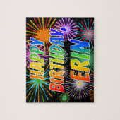 Puzzle Prénom "ERIN", Amusant "HEUREUX ANNIVERSAIRE" (Vertical)