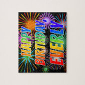 Puzzle Prénom "EVERLY", Amusant "HEUREUX ANNIVERSAIRE" (Vertical)