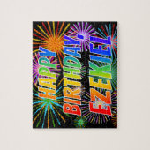 Puzzle Prénom "EZEKIEL", Amusant "HEUREUX ANNIVERSAIRE" (Vertical)