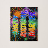 Puzzle Prénom "HARPER", Amusant "HEUREUX ANNIVERSAIRE" (Vertical)