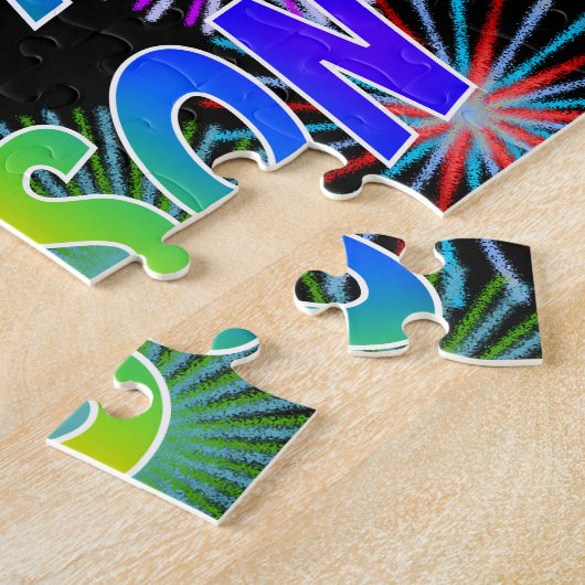 Puzzle Prénom "JAXSON", Amusant "HEUREUX ANNIVERSAIRE" (Côté)