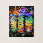 Puzzle Prénom "JAYLA", Amusant "HEUREUX ANNIVERSAIRE" (Vertical)