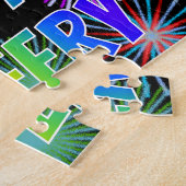 Puzzle Prénom "JEFFERY", Amusant "HEUREUX ANNIVERSAIRE" (Côté)