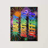 Puzzle Prénom "JEFFERY", Amusant "HEUREUX ANNIVERSAIRE" (Vertical)