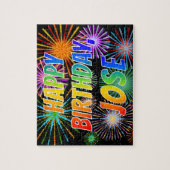 Puzzle Prénom "JOSE", Amusant "HEUREUX ANNIVERSAIRE" (Vertical)