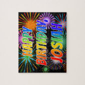 Puzzle Prénom "JOSIAH", Amusant "HEUREUX ANNIVERSAIRE" (Vertical)