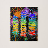 Puzzle Prénom "KADEN", Amusant "HEUREUX ANNIVERSAIRE" (Vertical)