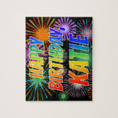 Puzzle Prénom "KATIE", Amusant "HEUREUX ANNIVERSAIRE" (Vertical)