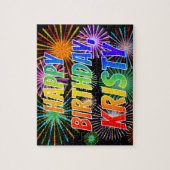 Puzzle Prénom "KRISTY", Amusant "HEUREUX ANNIVERSAIRE" (Vertical)