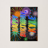 Puzzle Prénom "KYLE", Amusant "HEUREUX ANNIVERSAIRE" (Vertical)