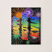 Puzzle Prénom "KYLIE", Amusant "HEUREUX ANNIVERSAIRE" (Vertical)