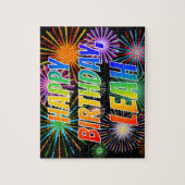 Puzzle Prénom "LEAH", Amusant "HEUREUX ANNIVERSAIRE" (Vertical)