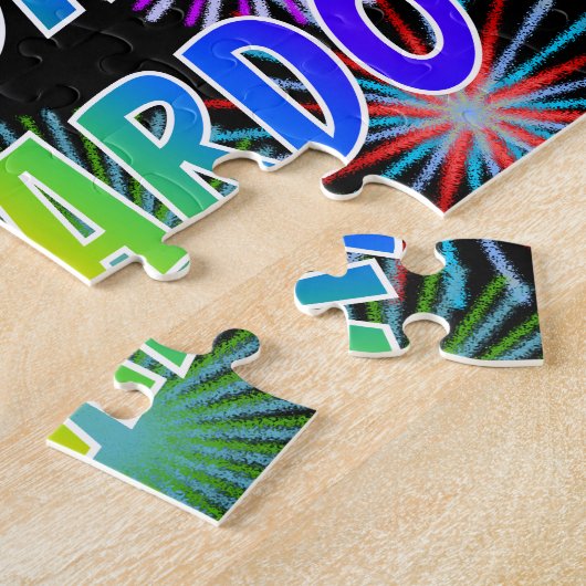 Puzzle Prénom "LEONARDO", Fun "HEUREUX ANNIVERSAIRE" (Côté)