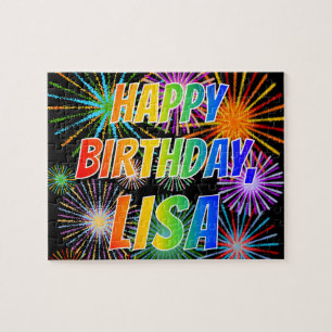 Puzzle Prénom "LISA", Amusant "HEUREUX ANNIVERSAIRE"