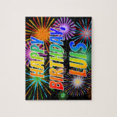 Puzzle Prénom "LUIS", Amusant "HEUREUX ANNIVERSAIRE" (Vertical)