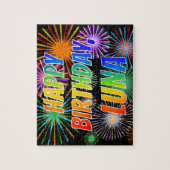 Puzzle Prénom "LUNA", Amusant "HEUREUX ANNIVERSAIRE" (Vertical)