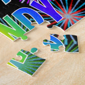 Puzzle Prénom "MANDY", Amusant "HEUREUX ANNIVERSAIRE" (Côté)