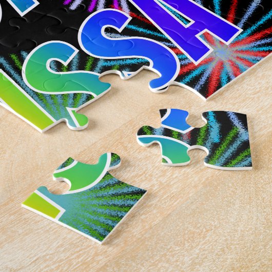 Puzzle Prénom "MELISSA", Amusant "HEUREUX ANNIVERSAIRE" (Côté)