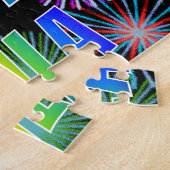 Puzzle Prénom "MILA", Amusant "HEUREUX ANNIVERSAIRE" (Côté)