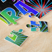 Puzzle Prénom "NORA", Amusant "HEUREUX ANNIVERSAIRE" (Côté)