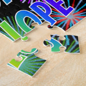 Puzzle Prénom "PENELOPE", Amusant "HEUREUX ANNIVERSAIRE" (Côté)